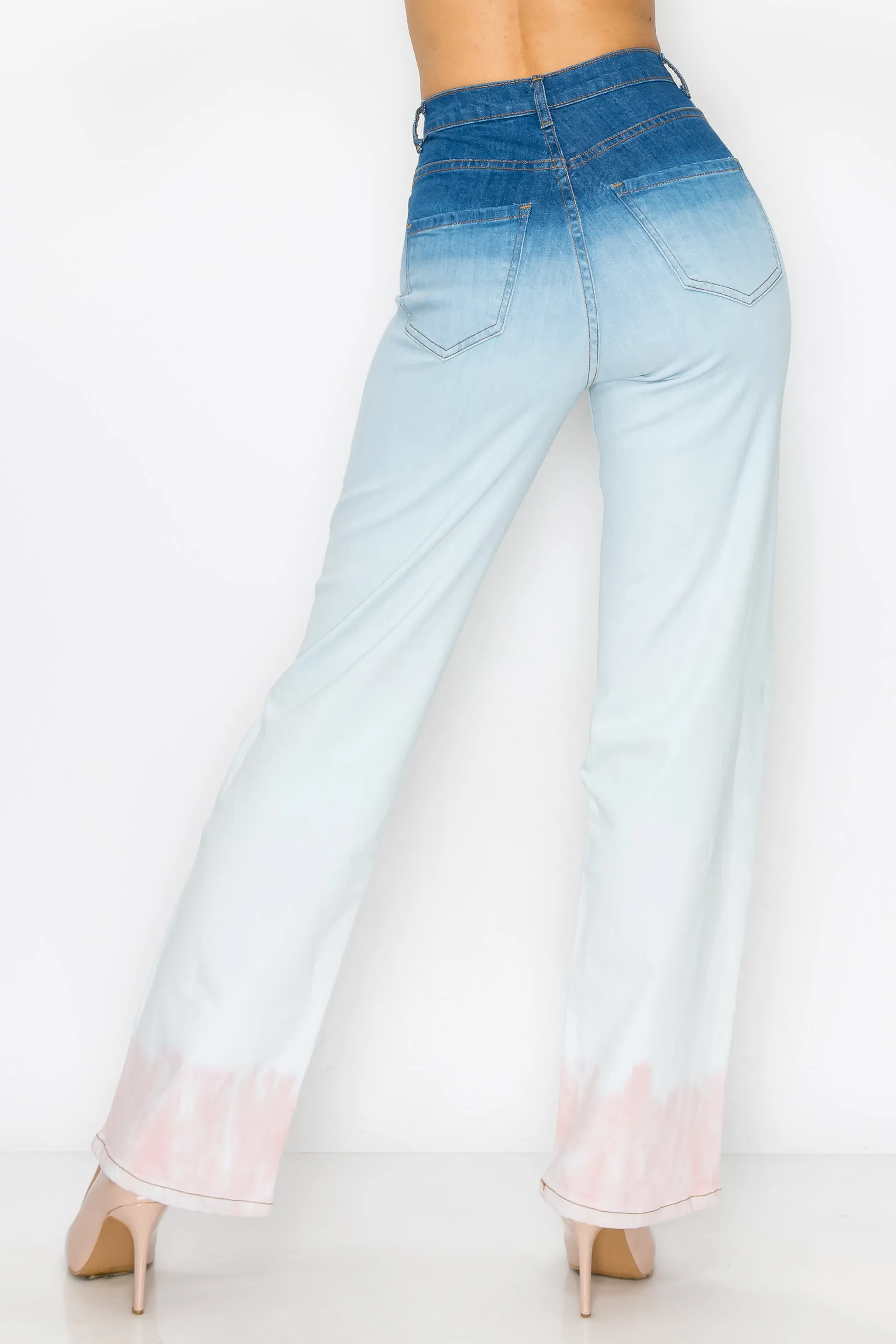 40423 High Wasited Ombre Bleached  Jeans