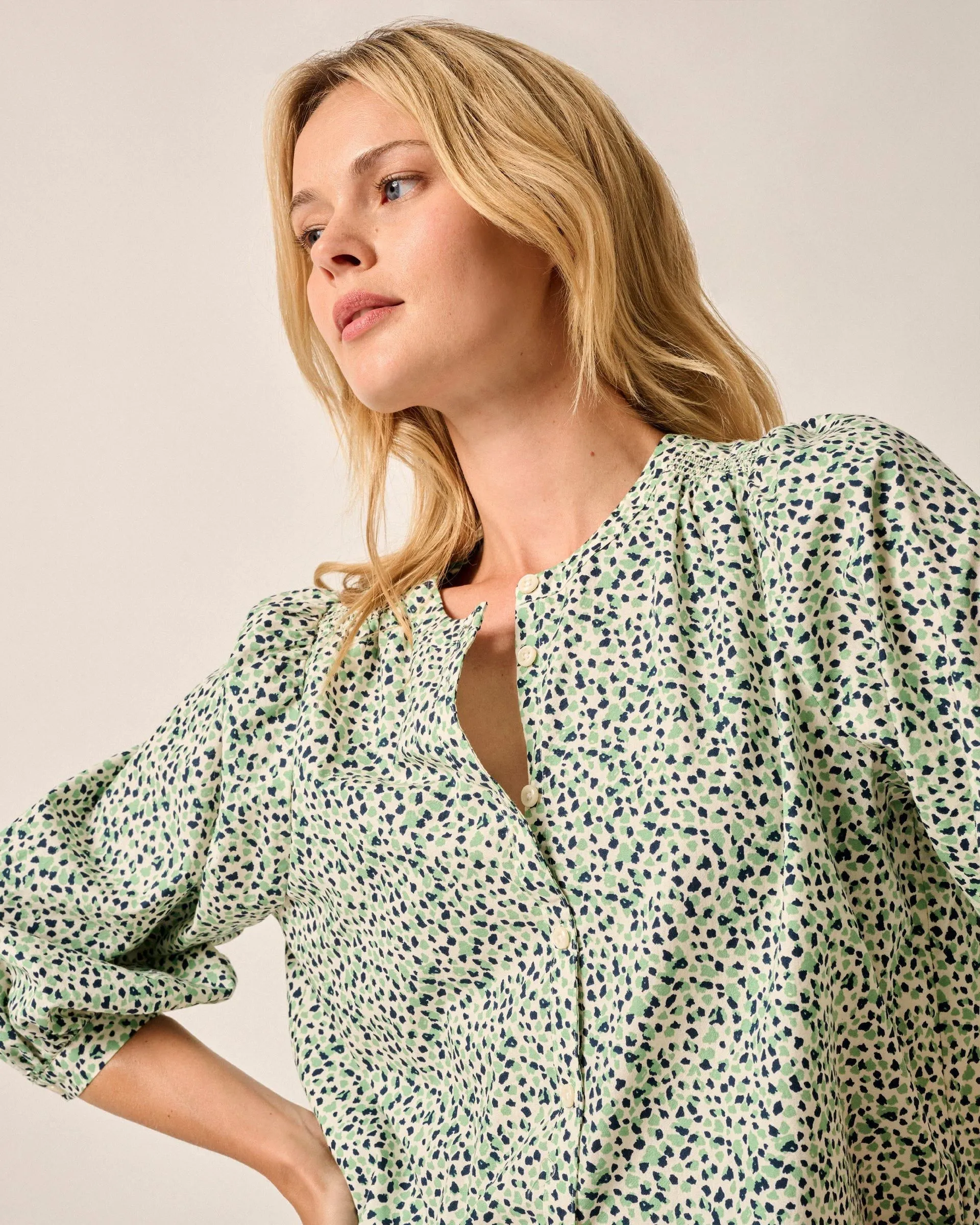 Blair Cotton Button Up Smock Blouse