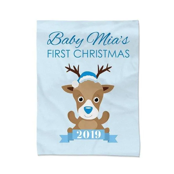 Blue First Christmas Blanket - Medium