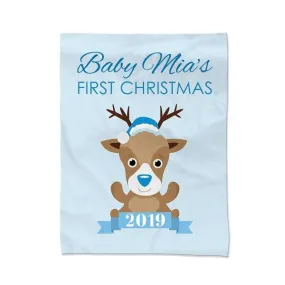 Blue First Christmas Blanket - Medium