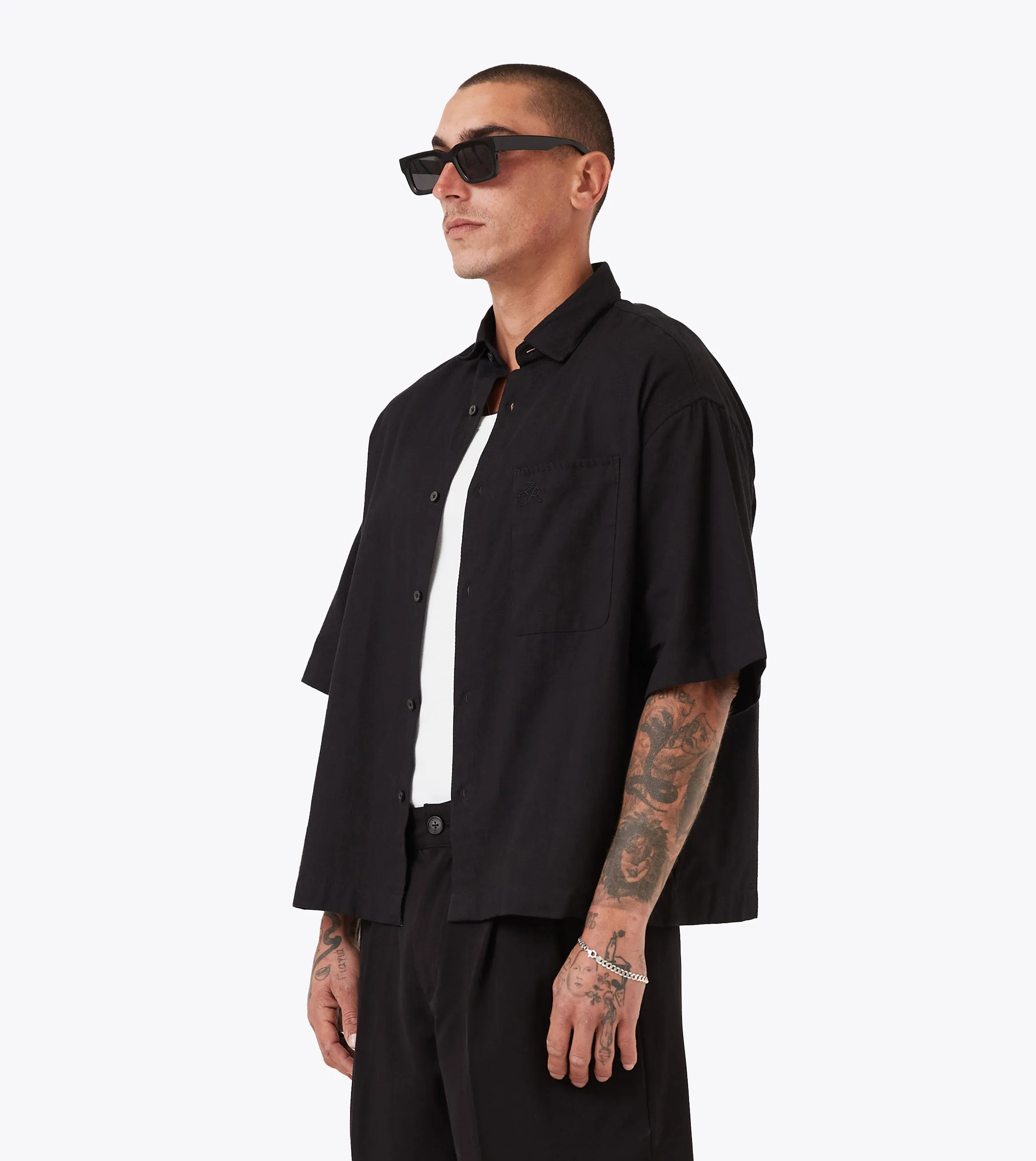 Box Crop Shirt Black