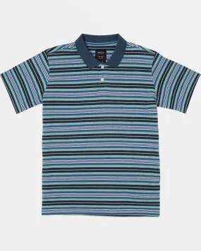 Boys Cassady Stripe Short Sleeve Polo Tee - Petrol Blue