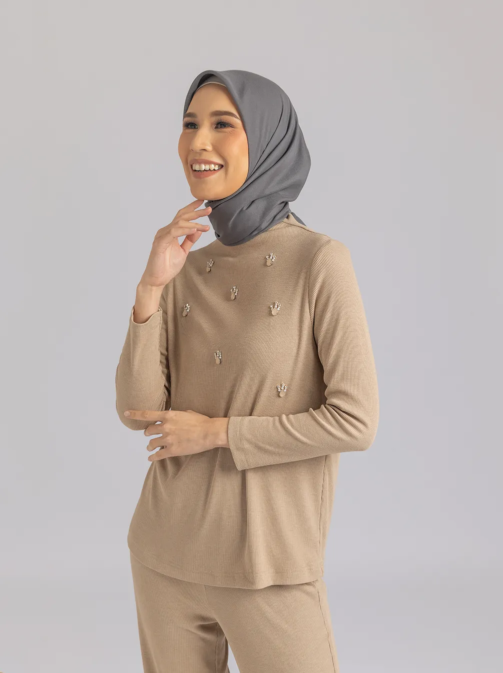 DIVYA EMB TOP BEIGE