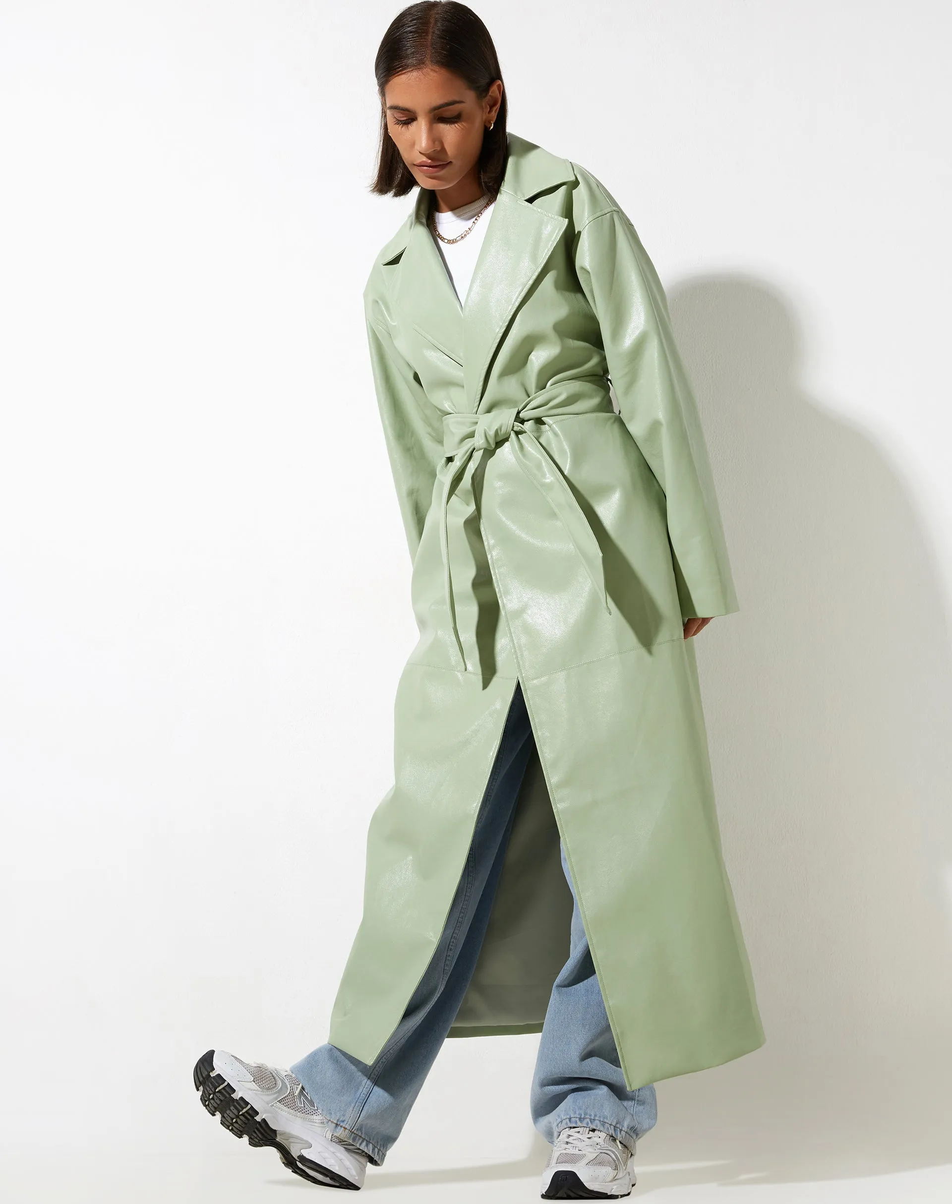 Ejo Trench Coat in PU Mint