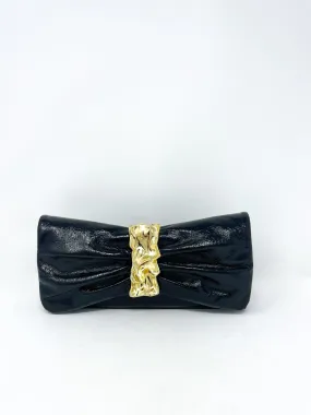 Gold Ribbon Convertible Shoulder Bag in Black