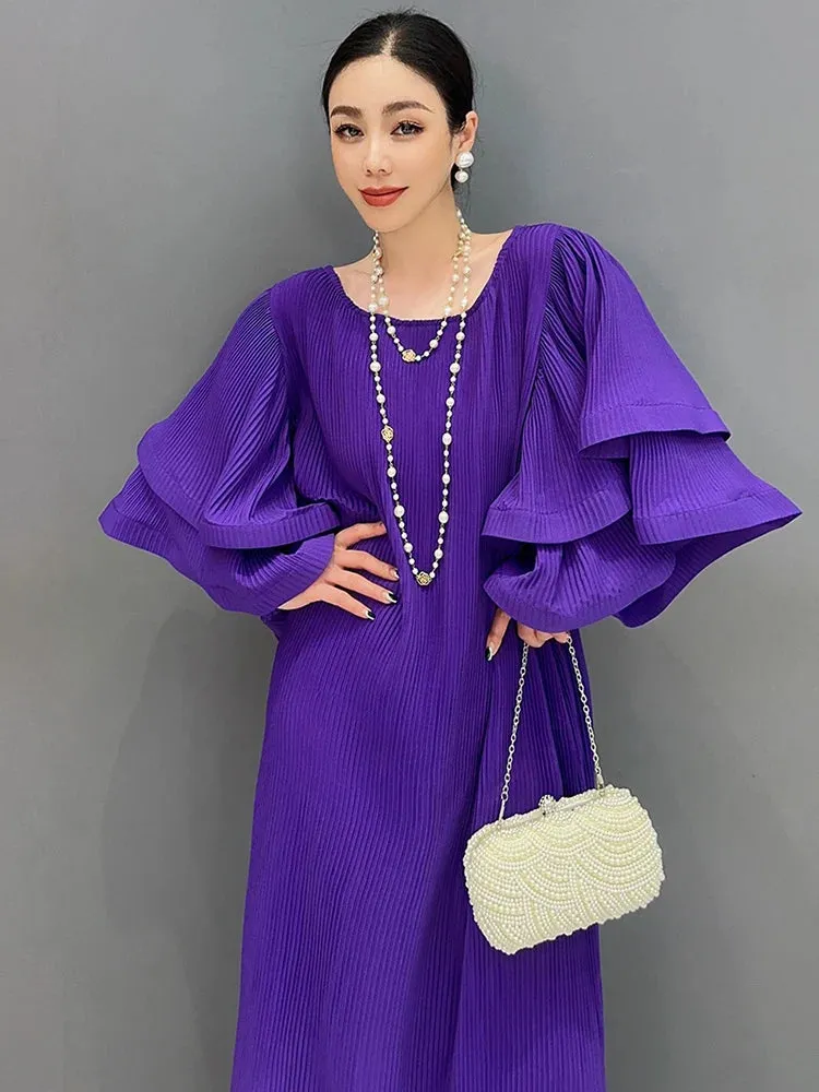 HEYFANCYSTYLE Elegant Chic Dramatic Ruffle Sleeves Dress