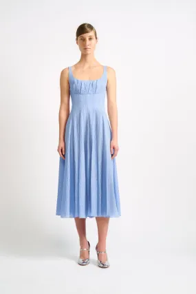 Hollins Blue Cotton Cloque Dress