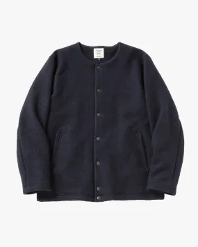 Jackman Wool Collarless Jacket - Navy