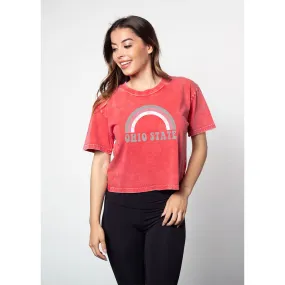 Ladies Ohio State Buckeyes Rainbow Bubble Short Sleeve