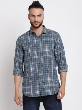 Men's Grey Casual Big Checks Full Sleeve Shirt