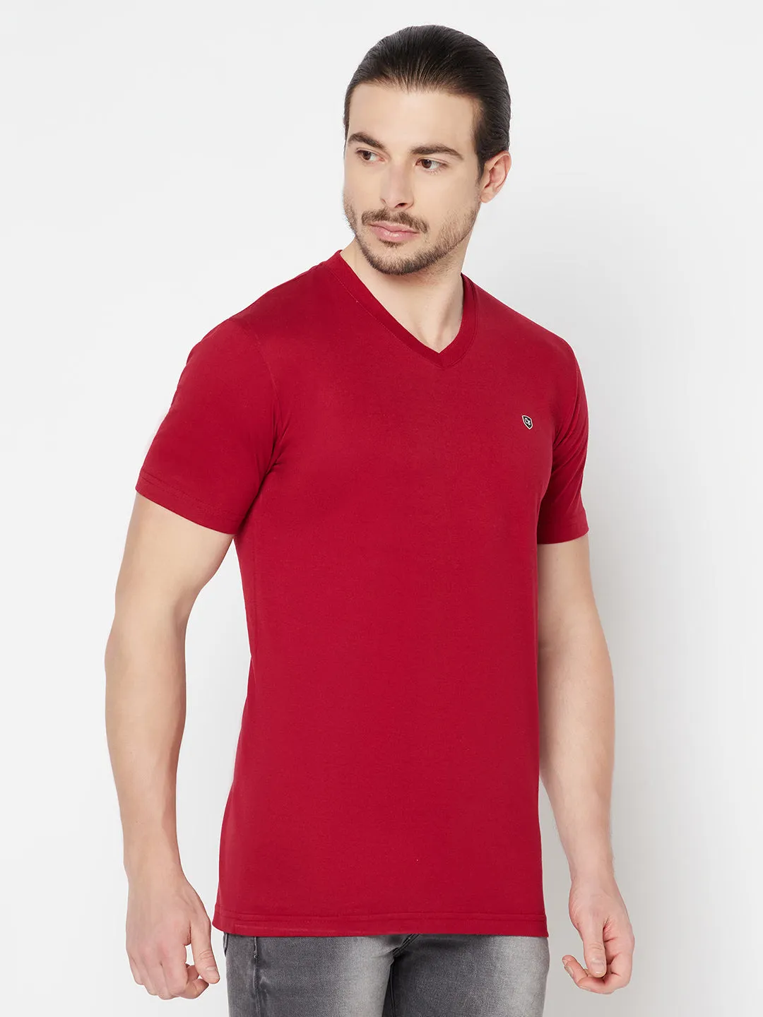 Men's Pack of 3 V neck Half Sleeve T-Shirt Red,White,Black