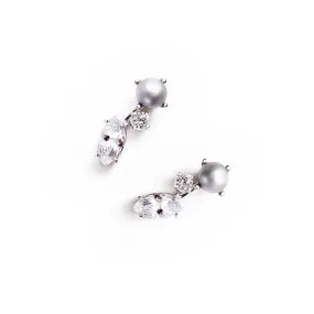 Mini Ivy x Pearl Earrings [White gold]