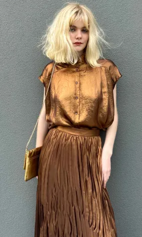 Momoni Fern Lamé Copper Shirt