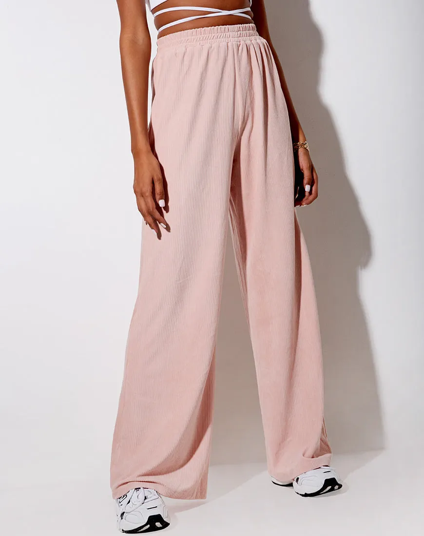 Obeli Trouser in Velvet Rib Light Pink