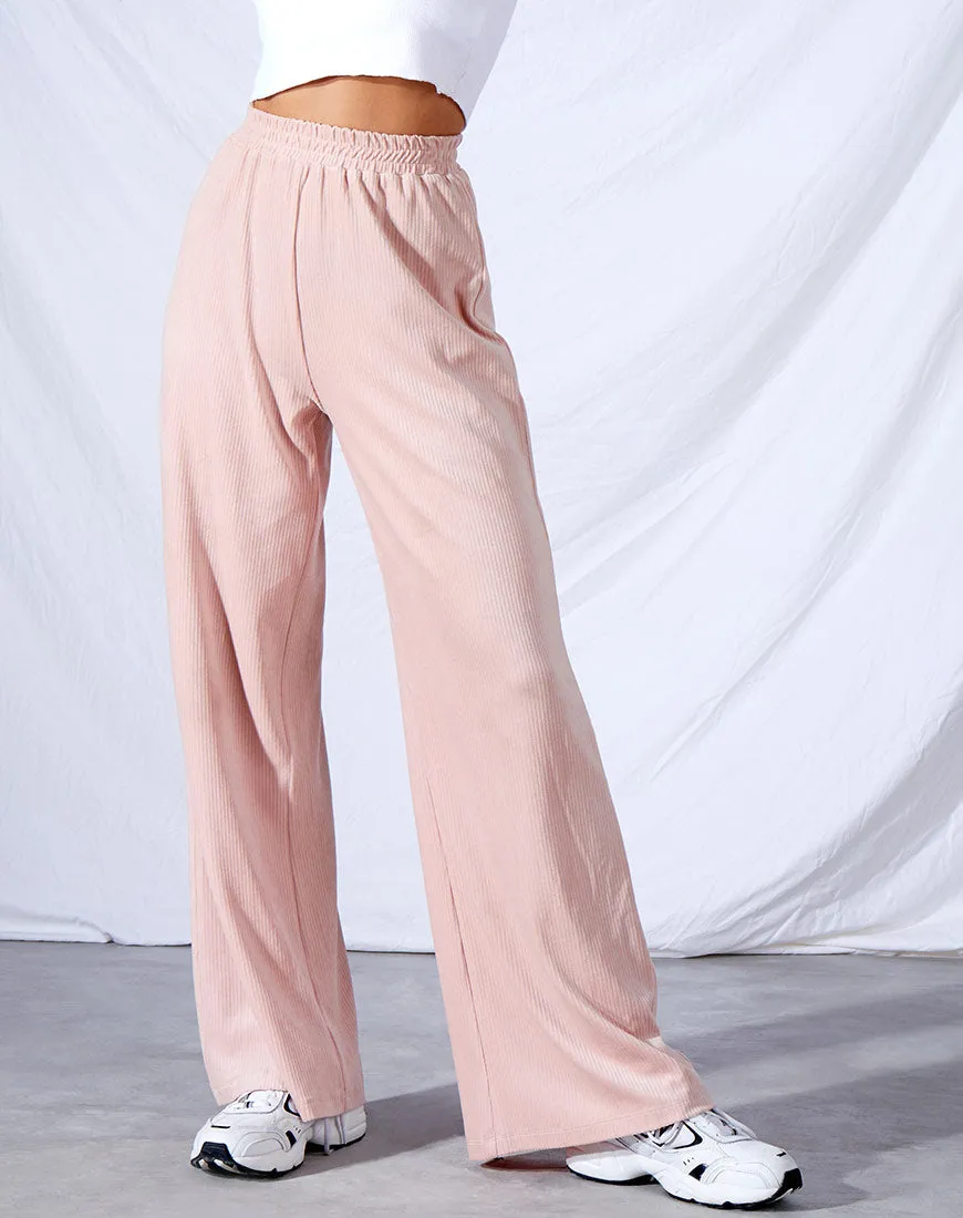 Obeli Trouser in Velvet Rib Light Pink