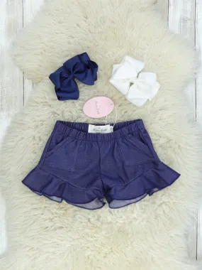 Pocket Ruffle Short - Denim