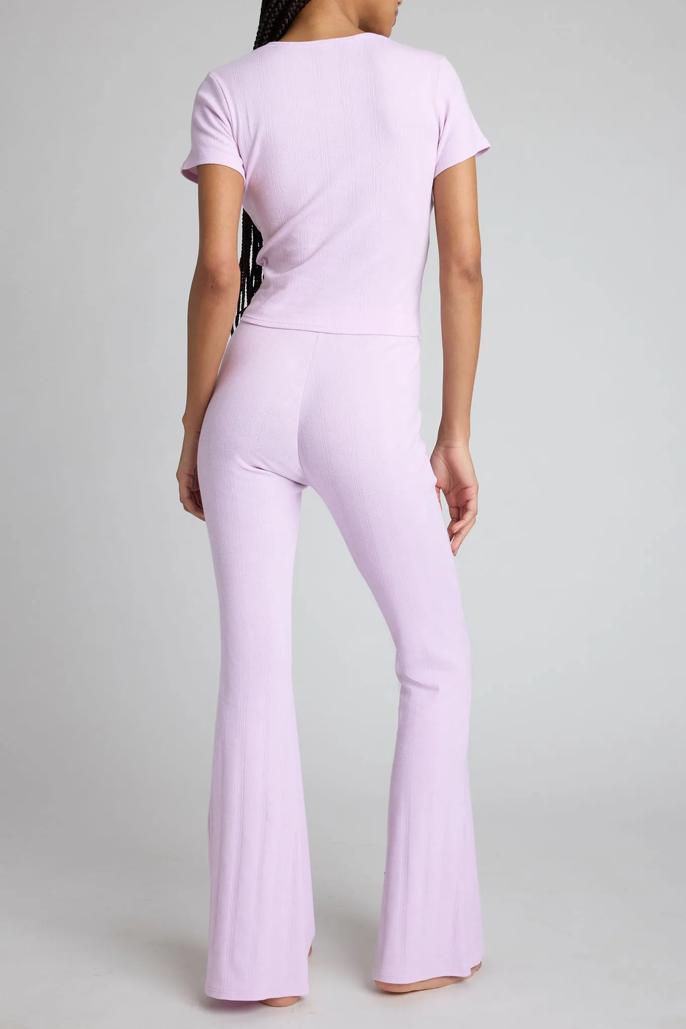 Pointelle Flare Pant in Lilac