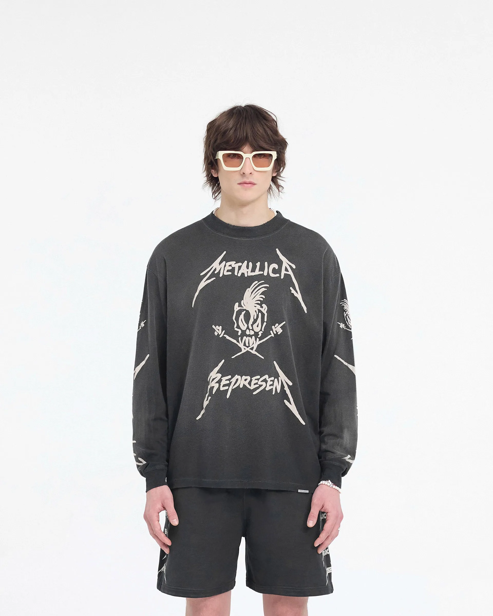 Represent X Metallica Garage Inc Long Sleeve T-Shirt - Stained Black