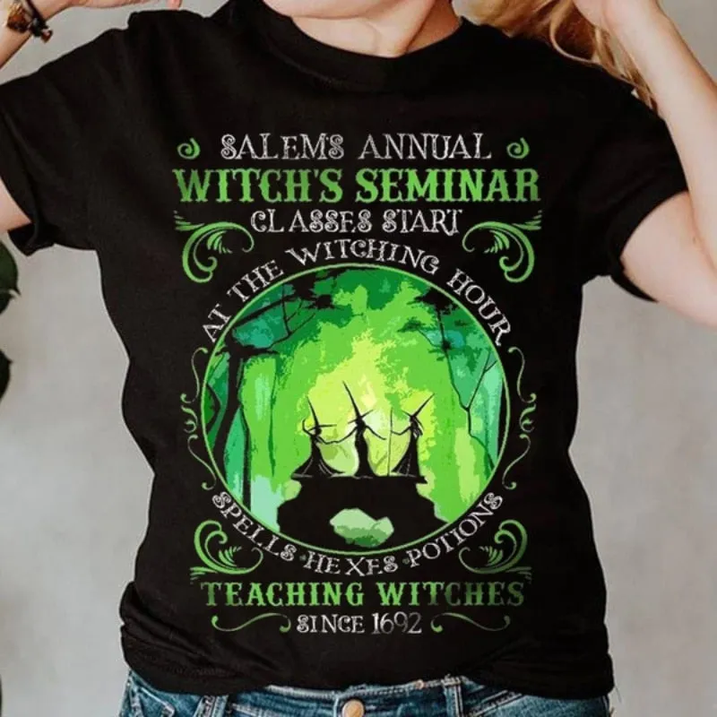 Salem's Annual Witch's Seminar Halloween Gift T Shirt Funny T Shirts  Y2k Clothes