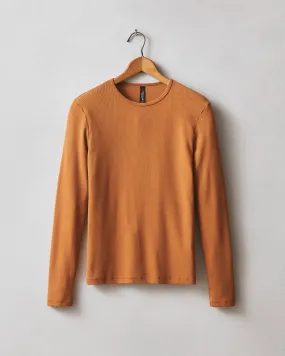 Stretch Rib Crew Tee Long Sleeve - caramel cafe