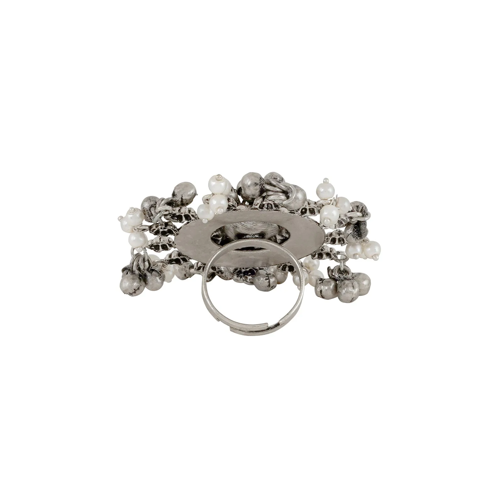 Teejh Anuva Pearl and Silver Oxidised Ring