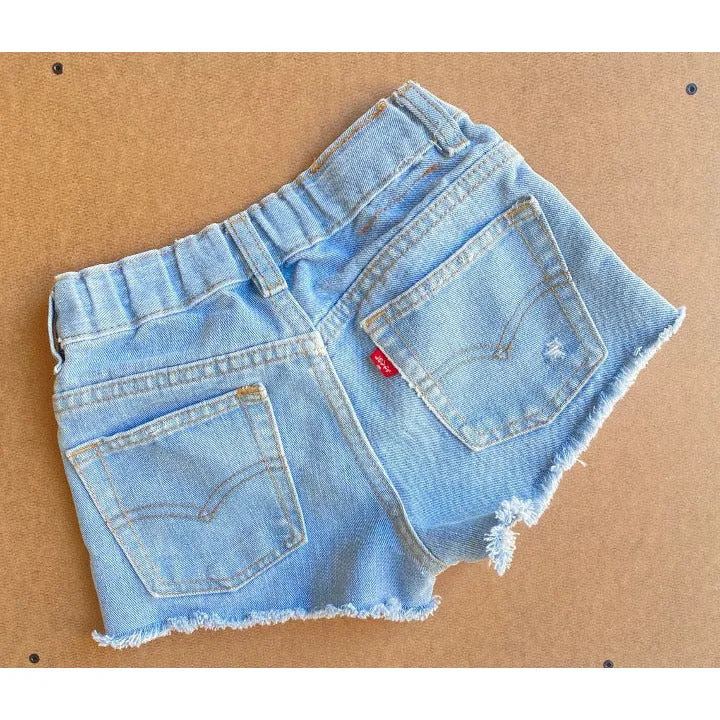 vintage levi's light wash upcycled denim cut-offs | size 7/8T